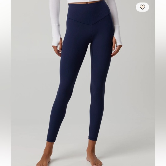 Offline by Aerie Real Me XTRA High Waisted Ribbed Leggings XS Navy 7/8 - Picture 2 of 8